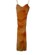 ZARA Midi Dress Women’s Small Sleeveless Stretch Orange Stretch Party Colorful