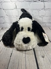 Aurora World Plush Puppy Dog Black White Soft Toy Adoption Certificate