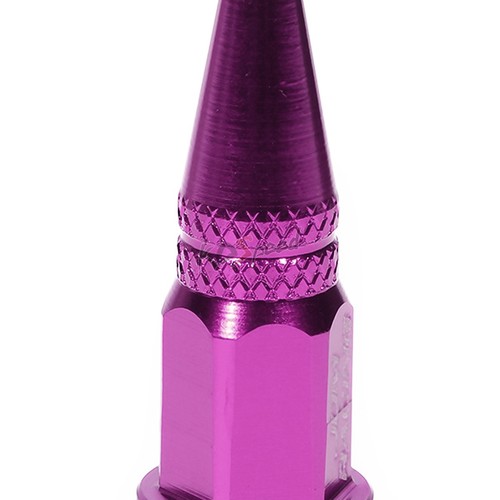 4x Universal 45mm Anodized Aluminum Spiked Style Rim Port Cover Valve Cap Purple - Picture 4 of 5