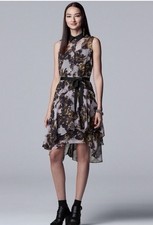 Vera Wang Women's Goth Whimiygoth Grunge Fairy Floral Dress Size L hi-low Sheer