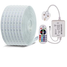 LED Strip Lights 220V 240V 5050 SMD IP67 Waterproof Tape Rope RGB White +UK plug