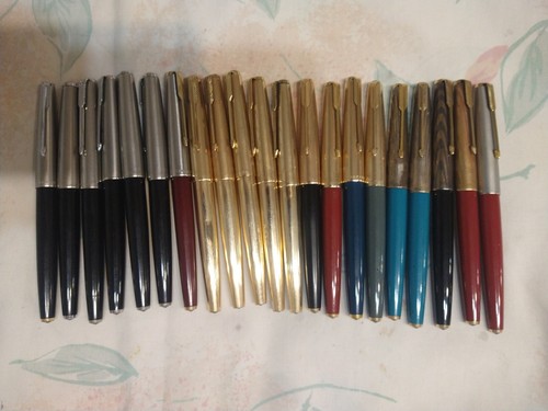 Lot Of 21 Parker 61,65, 14k Gold Fine, Medium Point Nibs fountain Pens USA, UK