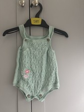 Baby Girl Nutmeg Knitted Romper Sage Green Up To 1 Month Excellent Condition