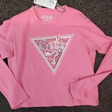 Image of SALE NEW GUESS GIRLS PINK CROPPED T-SHIRT SIZES 8 YRS 10 YRS 12 YRS 14 YRS