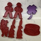 Vintage Tupperware Red Plastic Imprint Cookie Cutters Pig Rabbit Man Birthday — photo 1