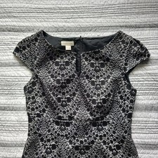 Monsoon Black White Geometric Lace Wiggle Dress Size 12