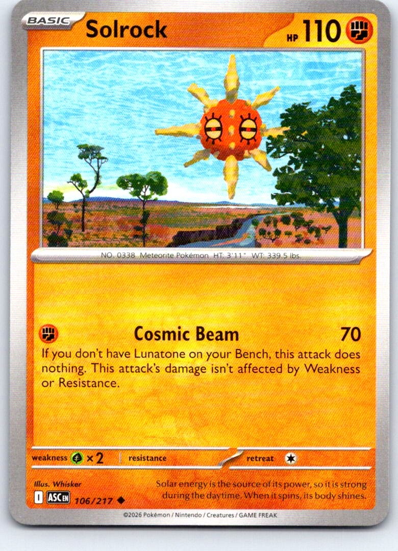 Solrock 106/217 Uncommon Ascended Heroes Pokemon Near Mint