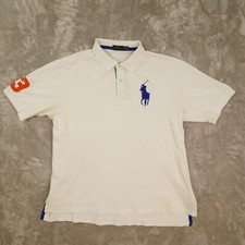 Polo ralph Lauren White Big Pony 3 Short Sleeve Polo Shirt Mens XLT Rugby Preppy