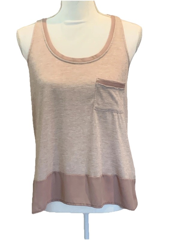 Pleione Sleeveless Top Partial Sheer Casual Summer Spring Tank Pocket Small