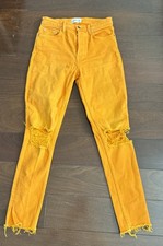 Cotton Citizen Ripped Stretch Orange Jeans Size 27 Made In USA