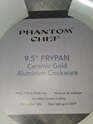 Phantom Chef Ceramic Gold Fry Pan Non-Stick 9.5'' PFAS, PTFE, PFOA Free