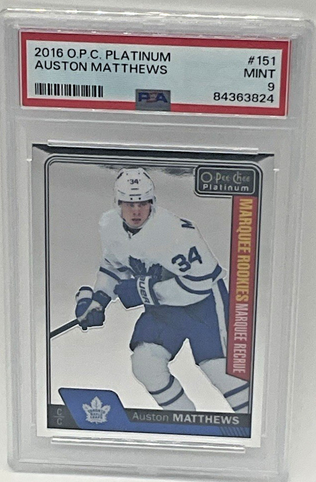 2016 O.P.C. PLATINUM AUSTON MATTHEWS #151 O-PEE-CHEE PSA 9 view 1