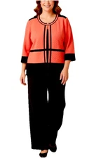 MING WANG JACKIE O RETRO 60s JACKET 3X ACRYLIC BLD ORANGE BLACK QUIET LUXURY NEW