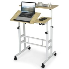 Mobile Standing Cart on Wheels Height Adjustable Computer Workstation