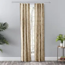Lexington Tan Leaf Rod Pocket Light Filtering Curtain - 56 In. W X 84 In. L (Set
