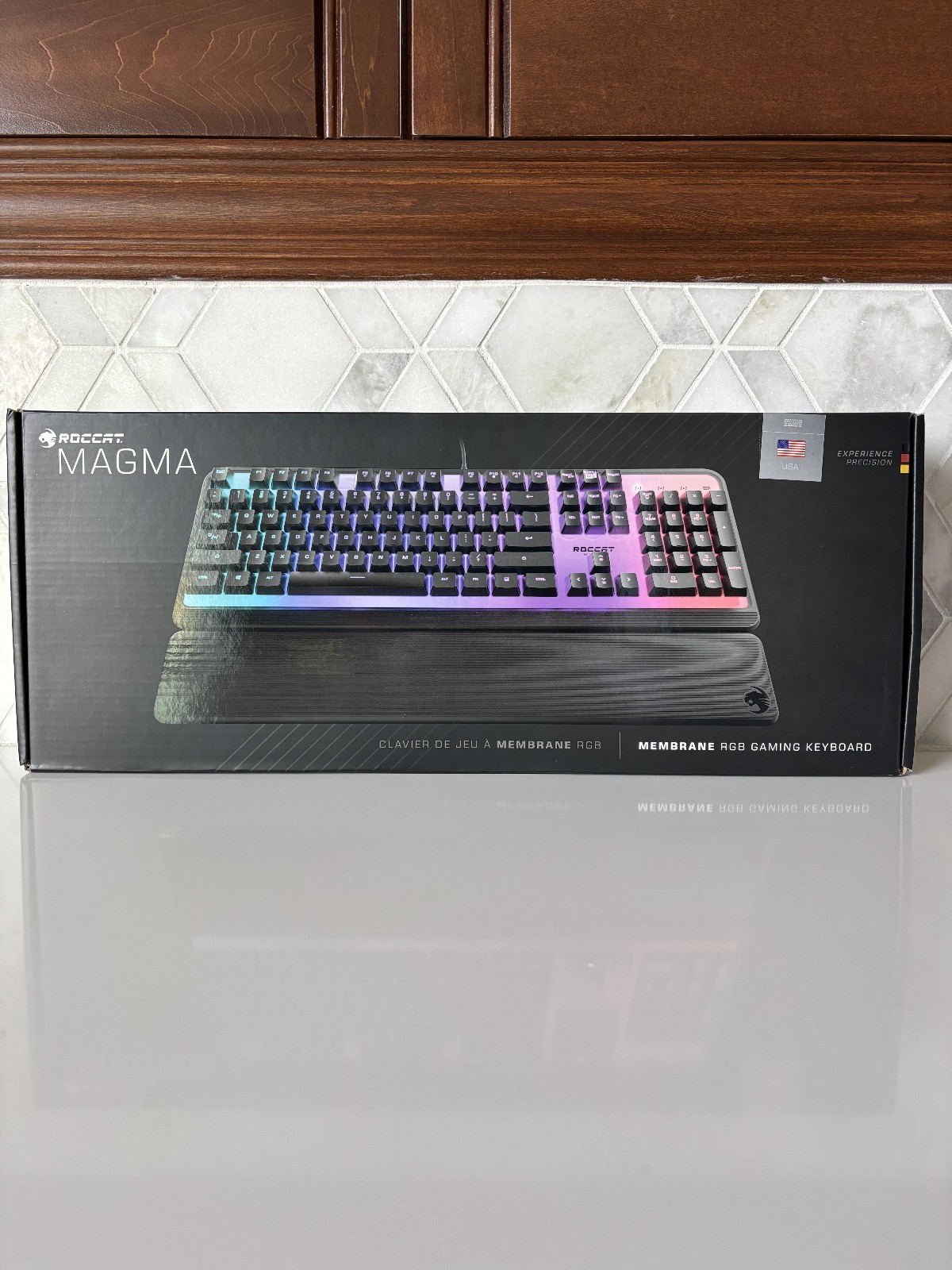 Roccat Magma Membrane RGB Backlight Keyboard Palm Rest Detachable Quiet Keys USB