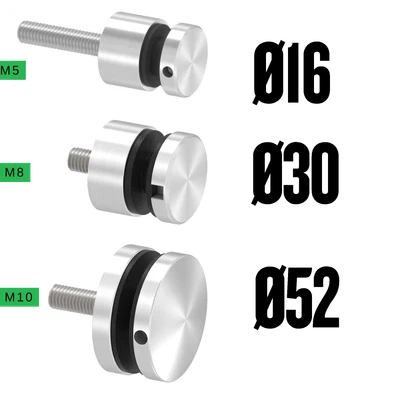 FENAU GMBH Glas-Punkthalter Ø16/30/50mm Flach/Gerade Edelstahl V2A für Innen&Außen
