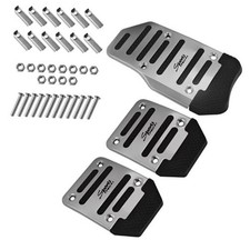 3PCS Car Pedal Covers, Non-Slip Aluminum Manual Transmission Gas 3PCS-Silver