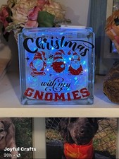 6 by 6 lighted glass block Christmas with the Gnomies