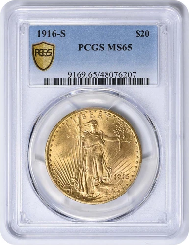 1916-S $20 Gold St. Gaudens MS65 PCGS