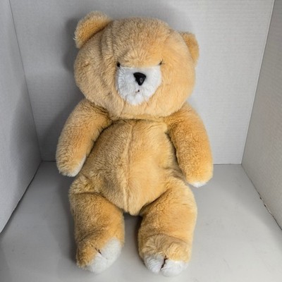 Vintage Tan White Bear Plush Stuffed Animal Chubby Cute
