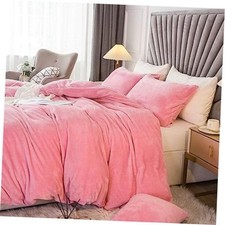 Velvet Plush Shaggy Duvet Cover Set,Luxury Ultra Soft Fluffy King Gentle Pink