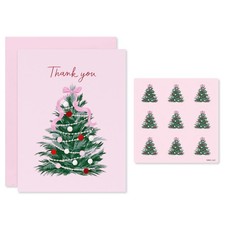American Greetings 25 ct. Pink Christmas Thank You Note Cards for Her with En...