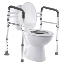 Toilet Safety Rails 350 lb , Adjustable Toilet Frame for Elderly, Gray