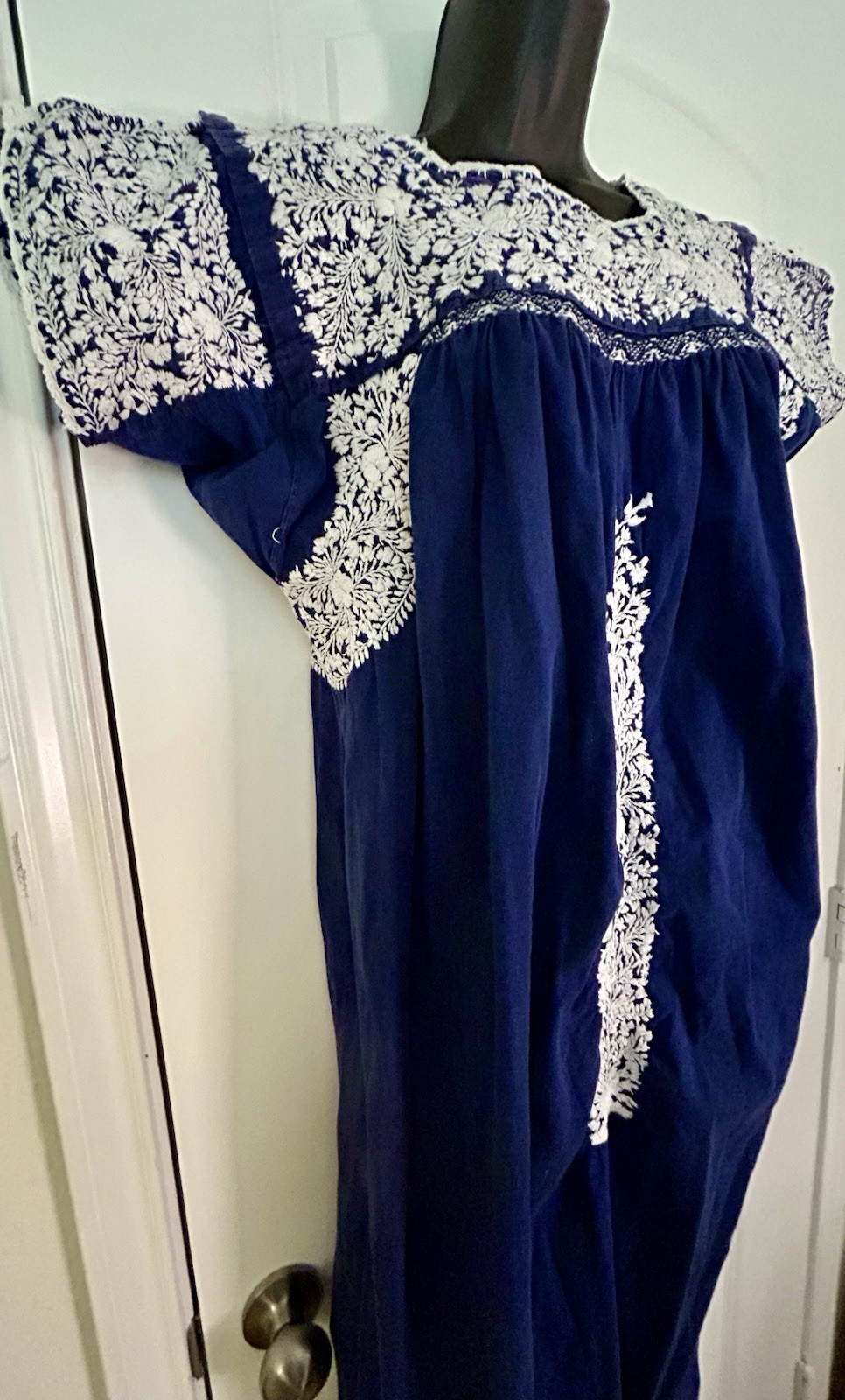 slim fit dress slacks Entro Navy Puff Sleeve Zip Up Smocked Mini Dress