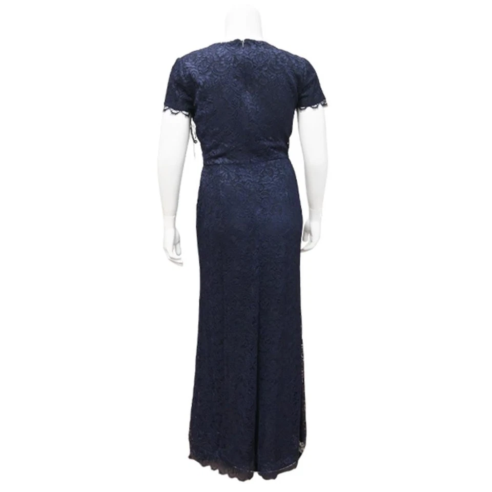 MONIQUE LHUILLIER | Midnight Navy Lace Long Gown Size 16 - Image 2 of 4