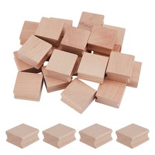 20pcs Wood Stamps Square Moccasin 40x39x20.5mm Unpainted wood