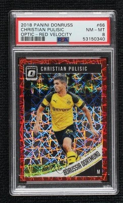 2018 Panini Donruss Optic Red Velocity Prizm 50/50 Christian Pulisic PSA 8 0s7m