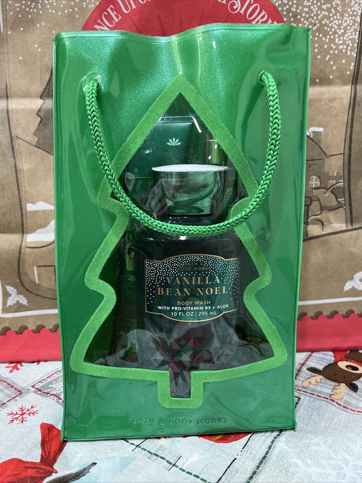 Bath & Body Works VANILLA BEAN NOEL 🎄TRIO GIFT SET Bag Cream Mist Shower Gel