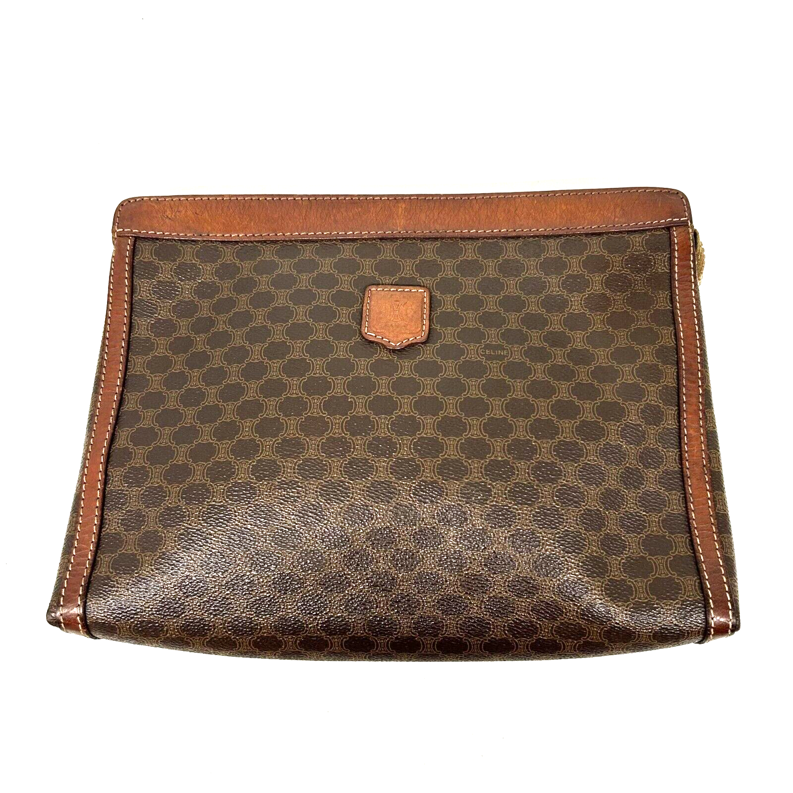 CELINE Macadam Brown PVC Leather Clutch Bag