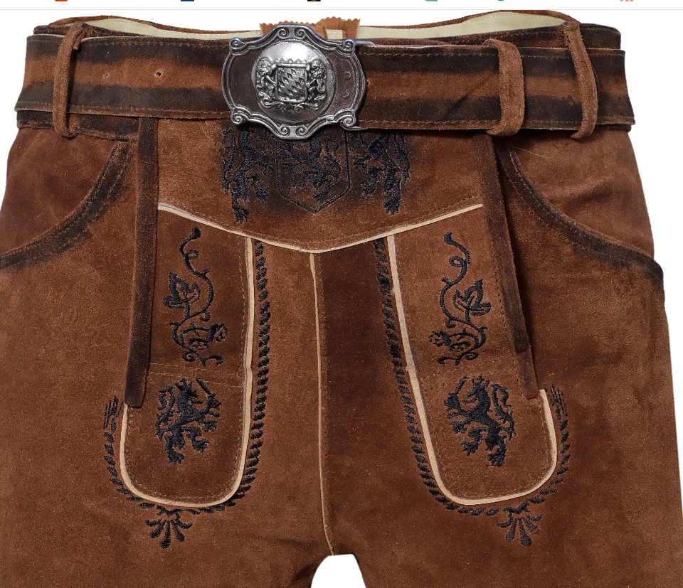 Herren Trachtenlederhose mit Gürtel Größe 46-62 Oktoberfesthose Bayern Outfit - Bild 3 von 4