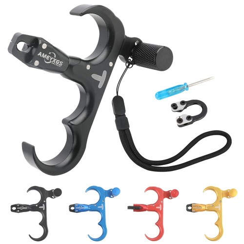 Compound Bow Release Aids 3 Finger Thumb Trigger Grip D Loop Archery Hunt Shoot - Picture 1 of 18