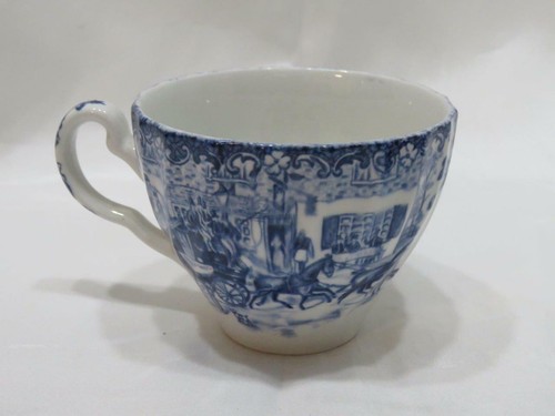 Johhnson Brothers Coaching Scenes Blue Flat Cup with Inside Design England - Picture 3 of 8