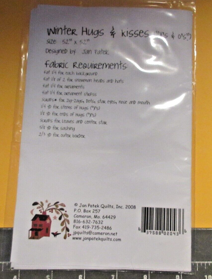 NIPOVTG.2008 WINTER HUGS & KISSES ("X's & O's") QUILT PATTERNJPQ2043JAN PATEK eBay