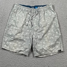 Salt Life Shorts Mens Small Fish Print SLX-QD Vapor Stretch Elastic Waist