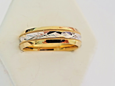 Men's 6mm Wide Two-Tone Alloy Wedding Band Ring Size 10