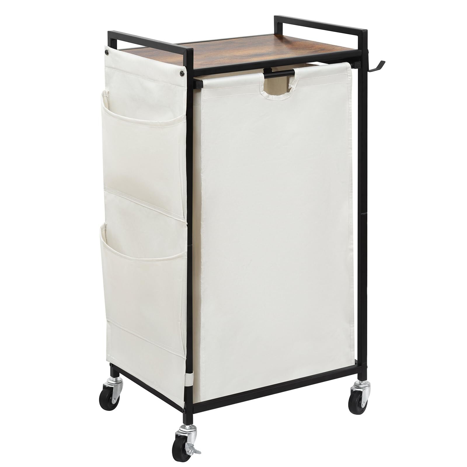 Laundry Hamper With Wheels And Shelfrolling Laundry Basket Organizer With Lid Ir-image