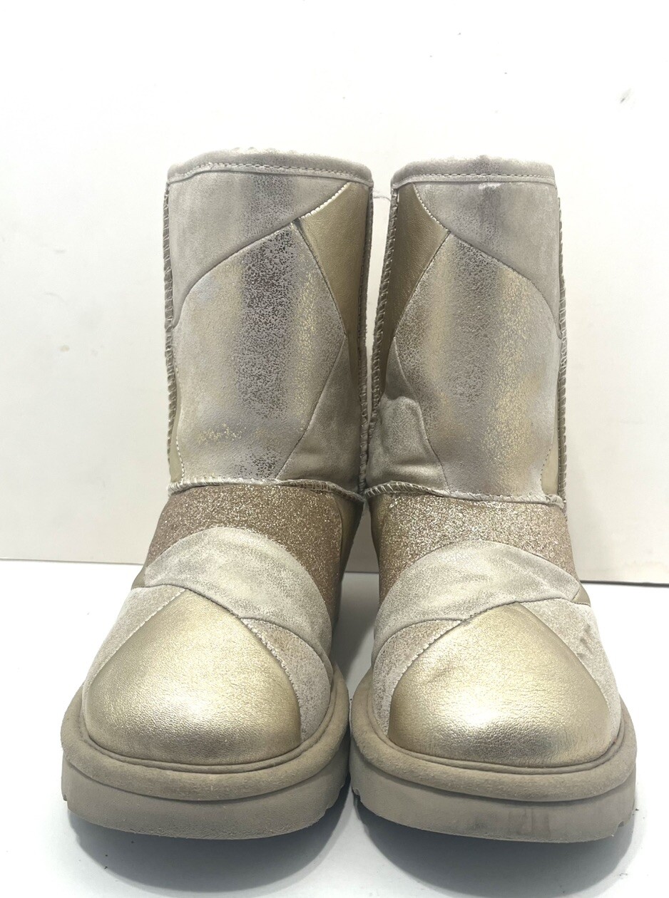 Rare UGG Classic Gold Glitter Patchwork Pull On S… - image 3
