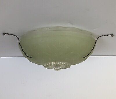 Vintage 11 Green Glass Art Deco, Cover Light Fixture Hole