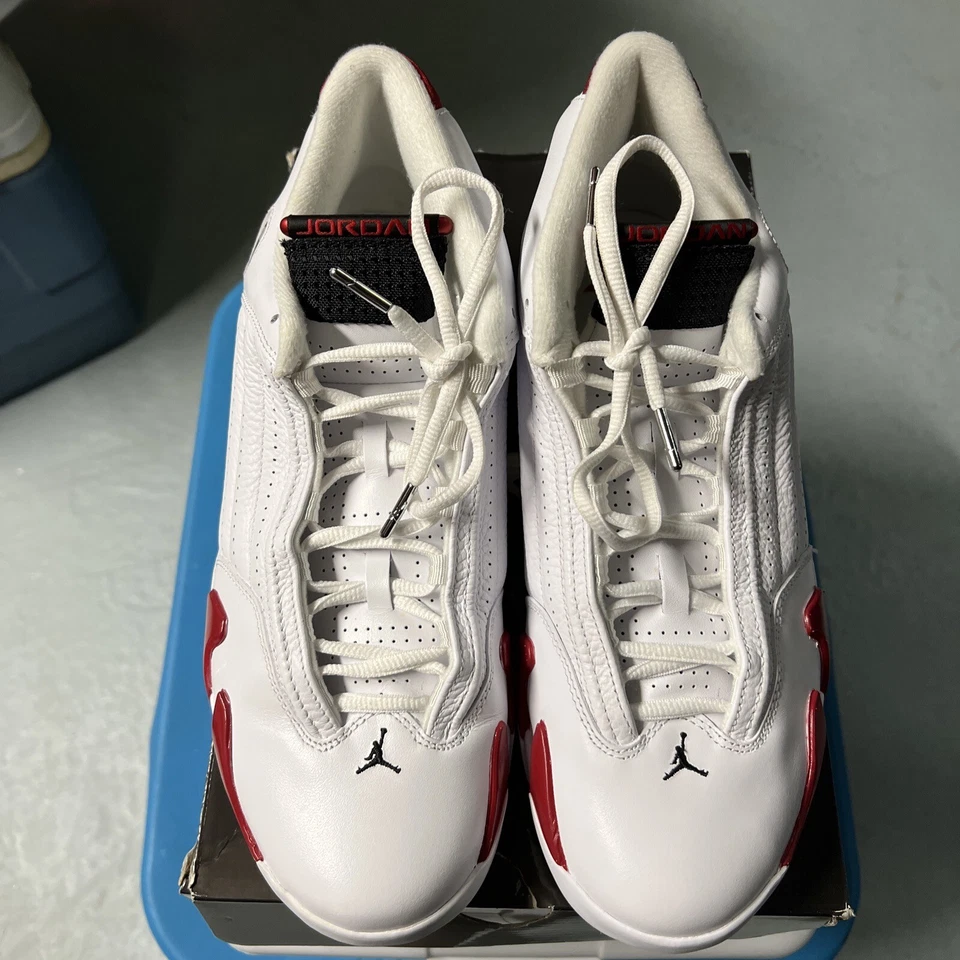 Air Jordan 14 retrô branco/preto/vermelho Varsity 'Candy Cane' 311832 101 tamanho 11 - Imagem 3 de 4