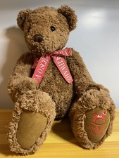VINTAGE FAO SCHWARZ 1998 Jointed 24" BROWN Plush BEAR Embroidered LOGO Foot