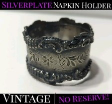 ANTIQUE Victorian Silverplate VINTAGE Napkin Ring Engraved & ORNATE