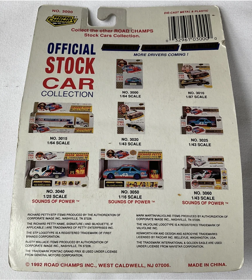 1992 - Road Champs Richard Petty Die Cast Escala 1/64 Stock Oficial Coche Foto 3 de 3