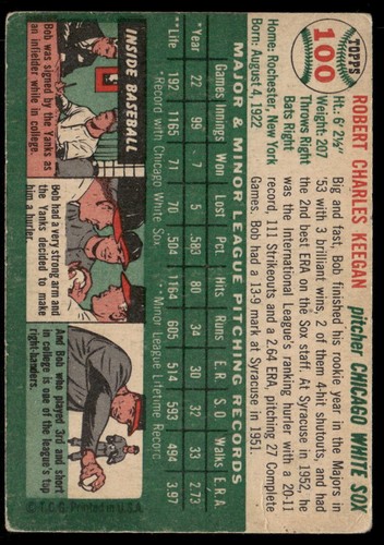 1954 Topps #100 Bob Keegan - Picture 2 of 2
