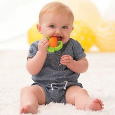 Nibble Teethers Carrot - Silicone Soft-Textured teether for Sensory Exploration 