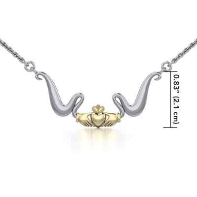 Freundschaft Liebe Treue Claddagh 925 Sterling Silber Halskette Gold Akzent